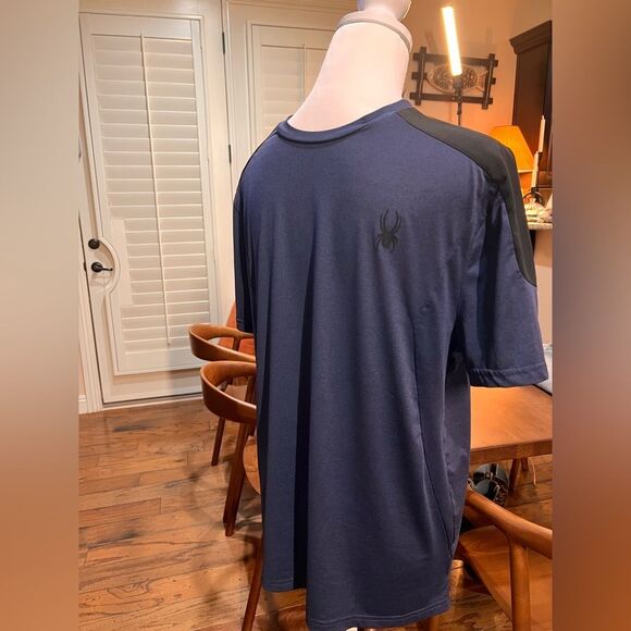 Spyder Active Pro WB Short Sleeve Blue Black Shirt Men’s Sz M Athleisure Top - Picture 4 of 9